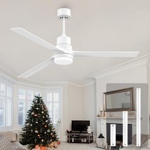 Biukis 60-Inch White Ceiling Fan With Reversible Dc Motor For Patio Bedroom - £155.62 GBP