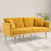 Velvet Sofa: Accent Loveseat with Metal Legs - £295.11 GBP