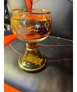 VINTAGE Heidelberg Green Beehive Base  Gold  Glass Wine Goblet RED CRYST... - $29.65