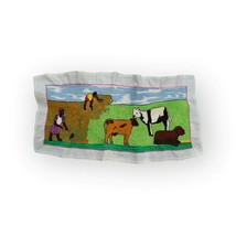 African Fabric Embroidery Panel Farming Scene - £97.10 GBP