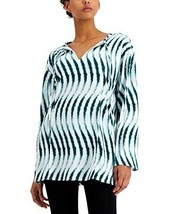 MSRP $60 Alfani Printed Split Neck Tunic Green Warm Wave Size Small - £30.52 GBP