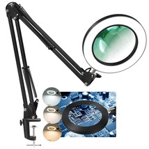 Magnifying Glass With Light And Stand, 5 Inches 5X Real Glass Lens, 3 Color Mode - £72.74 GBP
