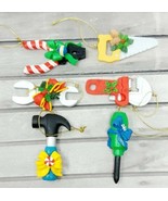 Ceramic Tool Christmas Ornament Lot (6) Decorations Hammer Wrench Saw Pl... - £10.48 GBP