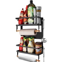 Magnetic Spice Rack, Magnetic Shelf With 4 Tier Storage Shelf And 2 Pcs Paper To - £38.05 GBP