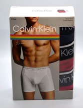 Calvin Klein Men&#39;s 3 pack Red Black Logo Underwear Boxer Briefs Cotton S... - $33.71