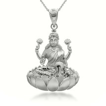 .925 Sterling Silver Lakshmi God Hindu Pendant Necklace - £32.72 GBP+