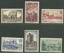 FRANCE 1938 Very Fine Mint Hinged Stamps Scott # 342-347 CV 122.50 $ - £91.13 GBP