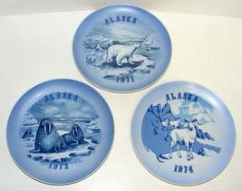 3 Vintage Plates by Viletta Alaska Polar Bear, Walrus &amp; Mountain Goats 1... - £11.27 GBP