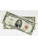 Lot of 2 Consecutive 1963 Red Seal United States Notes Choice to Gem BU - €108,14 EUR