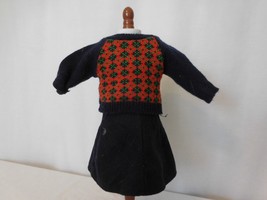 American Gir Doll Molly Meet Outfit Argyle Sweater &amp; Navy Blue Wool Skirt Lot - £14.25 GBP