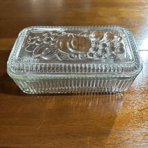 Vintage Clear Glass Refrigerator Dish Container Ribbed Fruit Rectangular... - €24,59 EUR