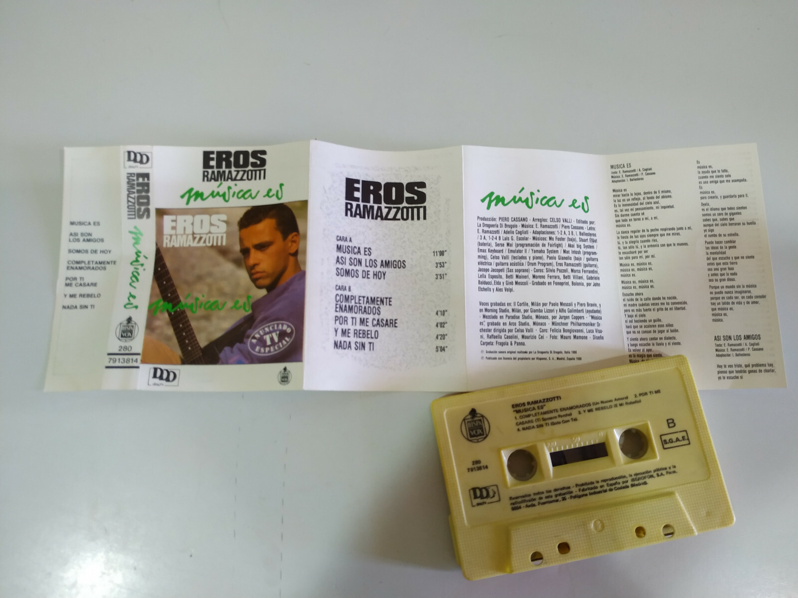 Eros Ramazzotti Musica es 1988 Hispavox Sung IN Spanisch - Kassette Esp Item image 7