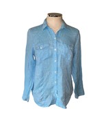 J. Jill Love Linen Lagenlook Blue Button Up Long Sleeve Shirt Size Small - £29.13 GBP