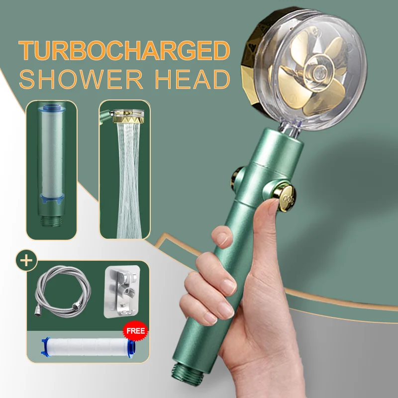 House Home New Turbocharged Shower Head High Pressure Style Green High Pressure  - £19.67 GBP