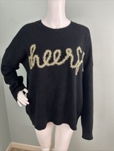 Gilli Women&#39;s Black w/ Gold Cheers Embroidered Pullover Sweater Sz Large - $27.71