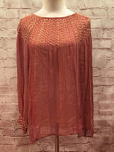 LOVE SAM Anthropologie Metallic Gauze Peasant Blouse Top Dusty Rose - Si... - £30.71 GBP