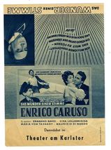 Enrico Caruso Movie Flyer in German Gina Lollobrigida Ermanno Randi 1950's - $24.72