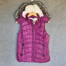 Green Tea Vest Womens S Violet Red Removable Fur Trim Lined Hood Hoodie ... - £20.98 GBP