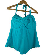 Old Navy 2X Tankini Swimsuit Top Halter Tiffany Blue Built in Bra Cups 2... - £29.27 GBP