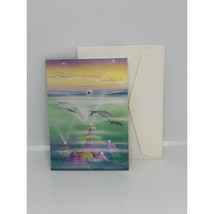 VTG GLO Greeting Card With Envelope - Cosmic Dolphins Design Pastel Wate... - £5.13 GBP