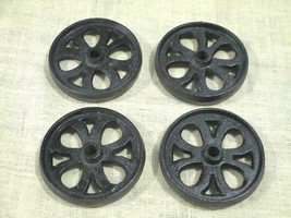 4 CAST IRON WHEELS CART FACTORY FARM RANCH STEAMPUNK TABLE HIT MISS WHEE... - $54.99