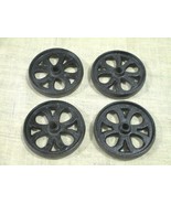 4 CAST IRON WHEELS CART FACTORY FARM RANCH STEAMPUNK TABLE HIT MISS WHEE... - $54.99