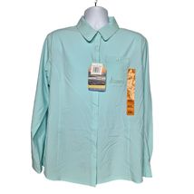 Mossy Oak Elements Men's Button Up Fishing Shirt 2XL Solid Blue Coolcore - $27.72