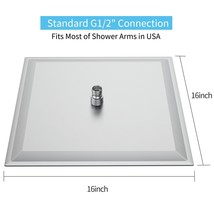 16 Inch Rain Shower Head, Square Ultra Thin 304 Stainless Steel High Pre... - £73.81 GBP