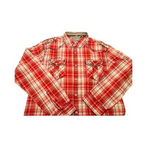 Nature Men`s Casual Shirt Plaid Red White XXL Long Sleeve Button-Up - £30.68 GBP