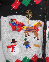 Ugly Christmas Cardigan Sweater XL Sleigh Ride Ice Skate Snow Designers ... - £20.68 GBP