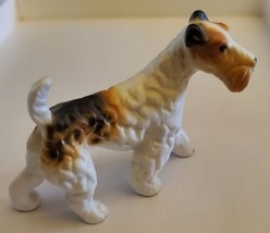Porcelain Walking Airdale Dog Figure Figurine 2 3/4&quot; Gloss - £12.50 GBP