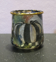 Upcycle Glass MacKenzie Childs Paper Courtly Pumpkin Fall Cottage Candle... - £28.31 GBP