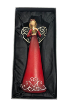 Valerie Parr Hill Christmas Winter Angel Holding Candle Red Dress 7.5 in H217206 - £27.86 GBP