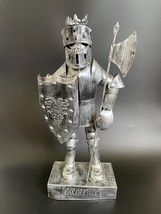 Metal Tin Excalibur Medieval European Knight in Armor Statue Sculpture 16&quot; Tall - £27.52 GBP