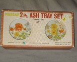 Vintage 2 Piece Stoneware Ashtray Set S S Kresge Japan Flowers Butterfly - $10.00