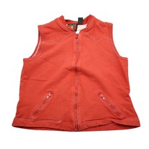 Five Star Vest Womens M Red Sleeveless Full Zip Pockets Dark Wash Cotton - $29.68