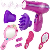 Girls Beauty Salon Styling Fashion Pretend Play Set with Toy Hairdryer, Mirror a - £24.54 GBP