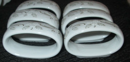 AK Kaiser Porcelain SIX  Napkin Rings Oval Raised Gold Floral W Germany   - £39.34 GBP