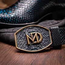 Marco Di Milano Genuine Snake Skin Cowboy Boot Missouri Black / Blue image 9