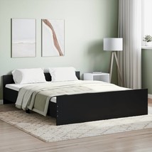 Bed Frame with Headboard and Footboard Black 150x200 cm King Size - £96.78 GBP