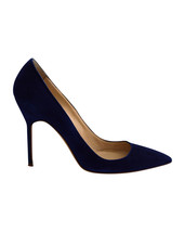 Manolo Blahnik Bb Pointed Pumps In Suede Women Blue Size 38.6 - $205.20