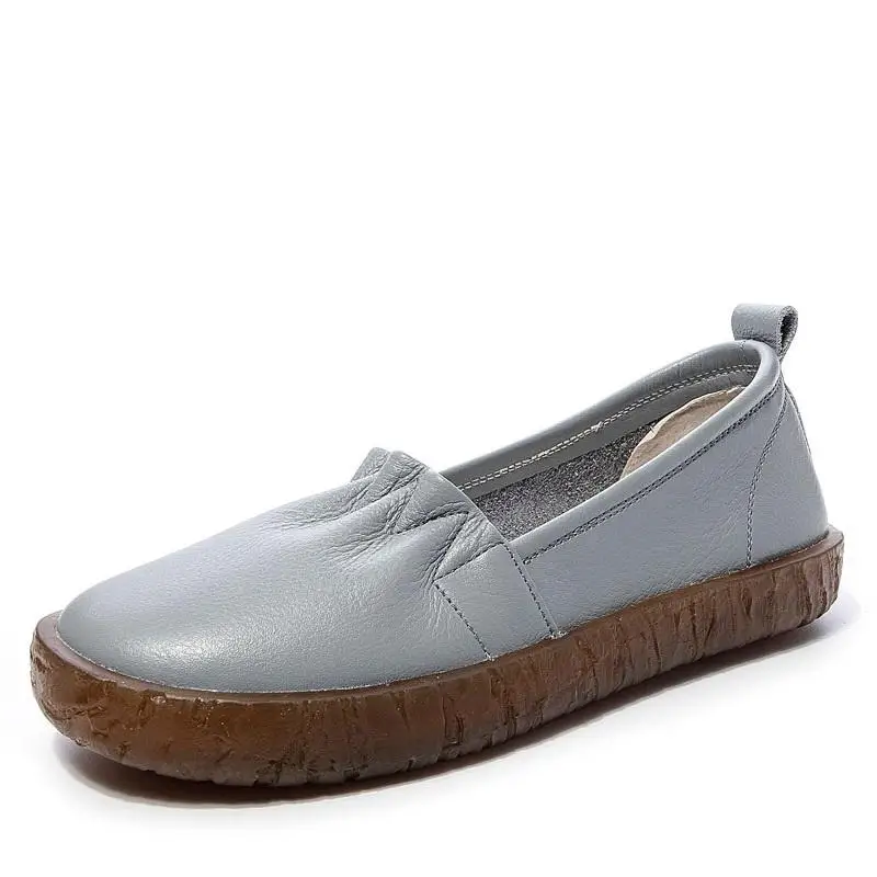 Spring Women Loafers Shallow Authentic Leather Casual Flat Shoes Women Boat Shoe - £56.68 GBP