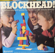 Blockhead Vintage 1982 Wood Blocks Game by Pressman *Made in USA* COMPLETE - £10.17 GBP