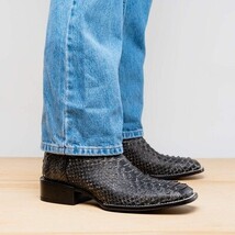 Marco Di Milano Genuine Snake Skin Cowboy Boot Missouri Stone White image 9