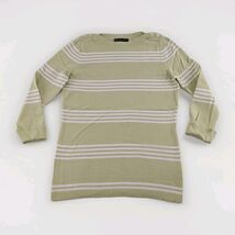 Brooks Brothers 346 Sweater M Green White Stripe Cotton Button Shoulder - $27.61
