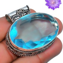 Blue Topaz Gemstone Pendant Handmade 925 Sterling Silver Handmade Jewelry - £5.79 GBP