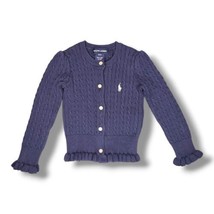 Polo Ralph Lauren Size 2T Cardigan Navy Girls Pony Logo Long Sleeves Cable Knit - $24.95