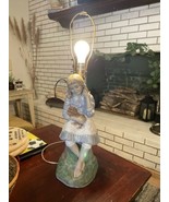 Vintage Holland Mold Renaissance Vineyard Woman Puppy Ceramic Table Lamp... - $67.68 CAD