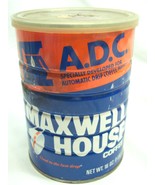 Vintage MAXWELL HOUSE ADC Coffee 5&quot; Metal 16 oz Tin Can Antique Food Kit... - $16.34