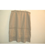 Emanuel Ungaro Skirt Size Medium Beige Linen, Beads &amp; Lace Accent, Below... - £22.98 GBP